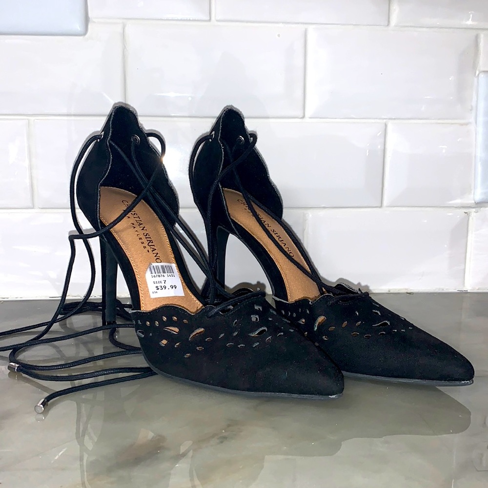 Size 7 Black Strappy Heels
